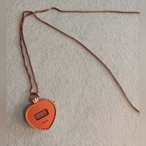 80s Heart-Shaped Quartz Pendant Necklace, Not Working, UPCYCLE